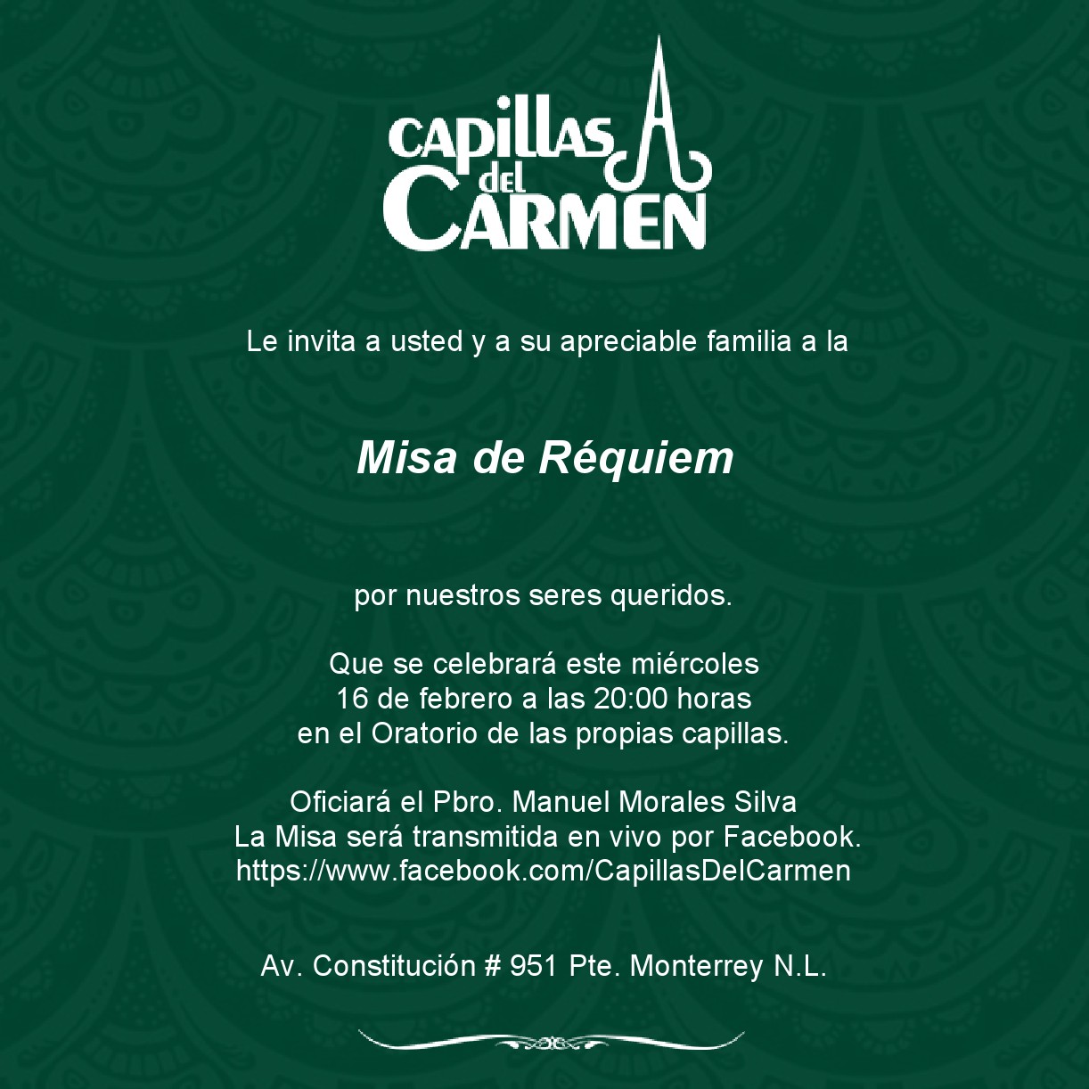 MISA FEBRERO Capillas del CarmenCapillas del Carmen